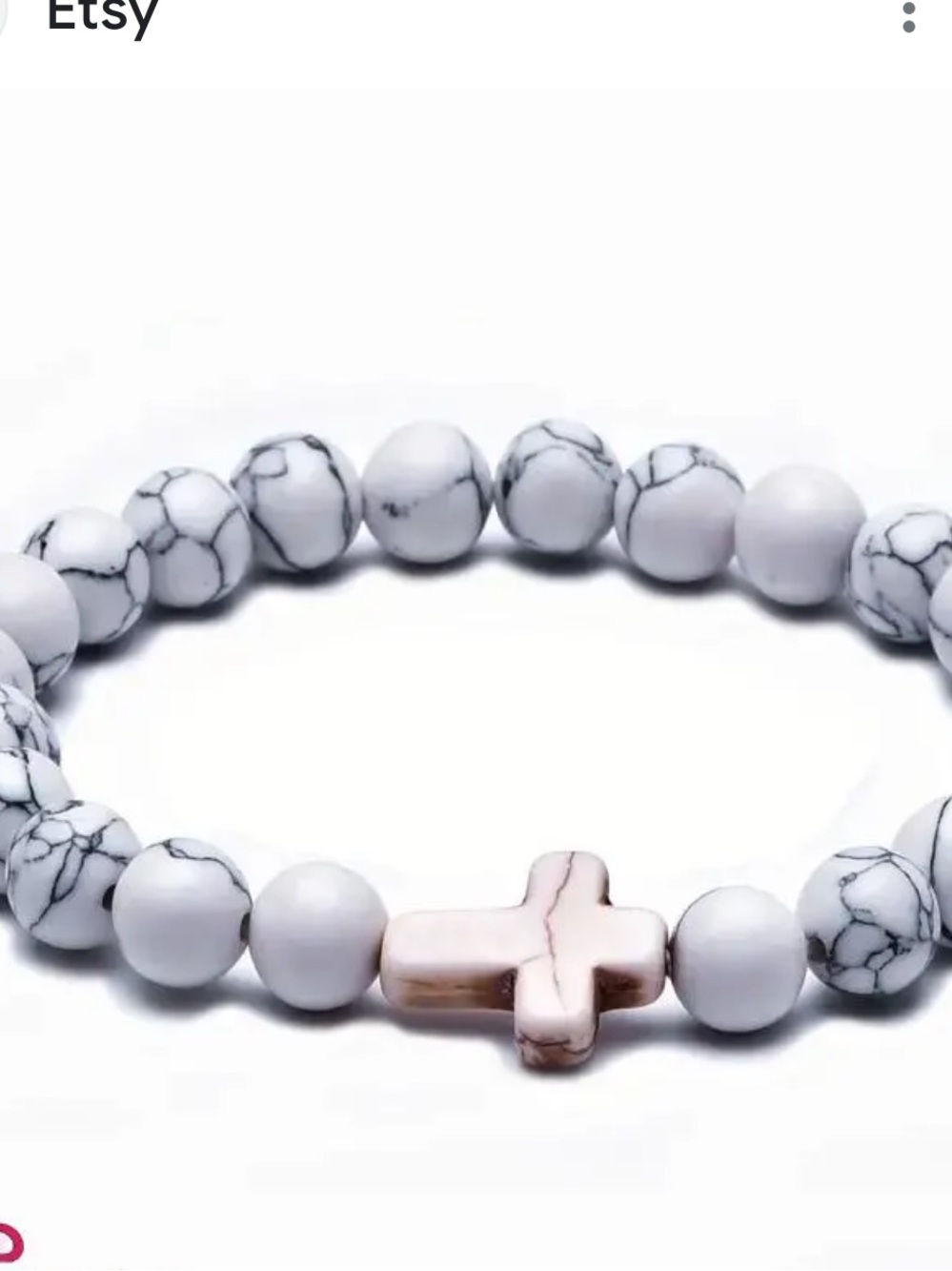 #2499* Unisex’s Faith White Howlite Beaded Cross Stretch Bracelet - Picture 4 of 16